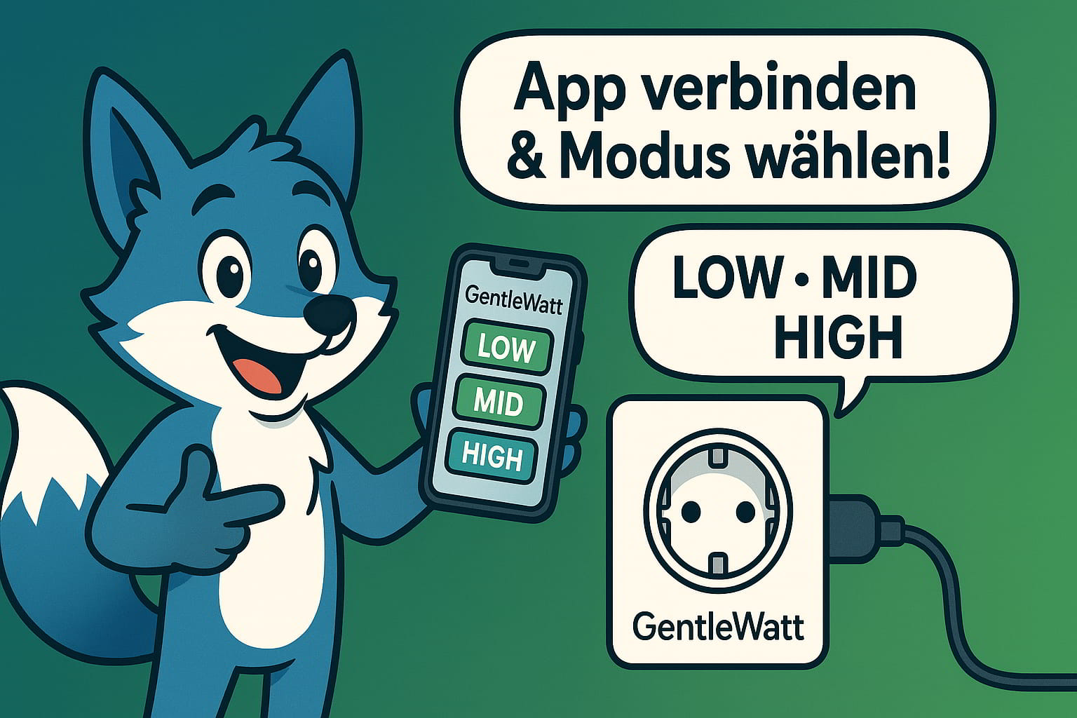 GentleWatt: blauer Fuchs zeigt Monitoring & Kontrolle